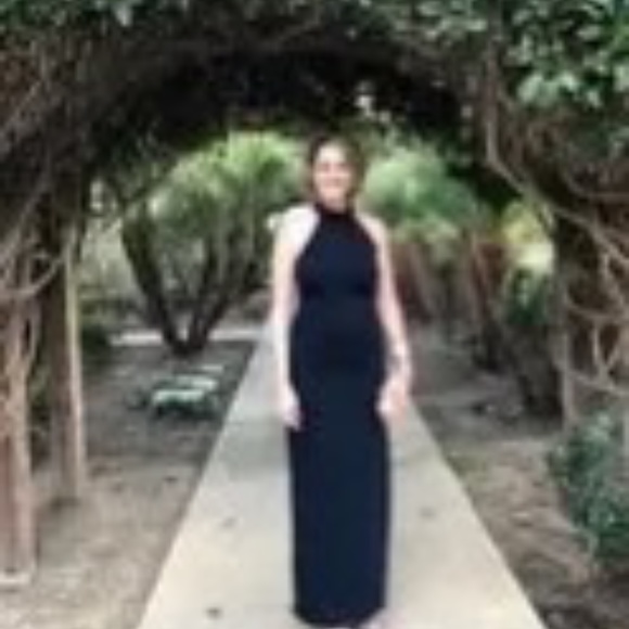 Badgley Mischka Rent the Runway Two tone high neck gown sz 6 $575 - Picture 6 of 12